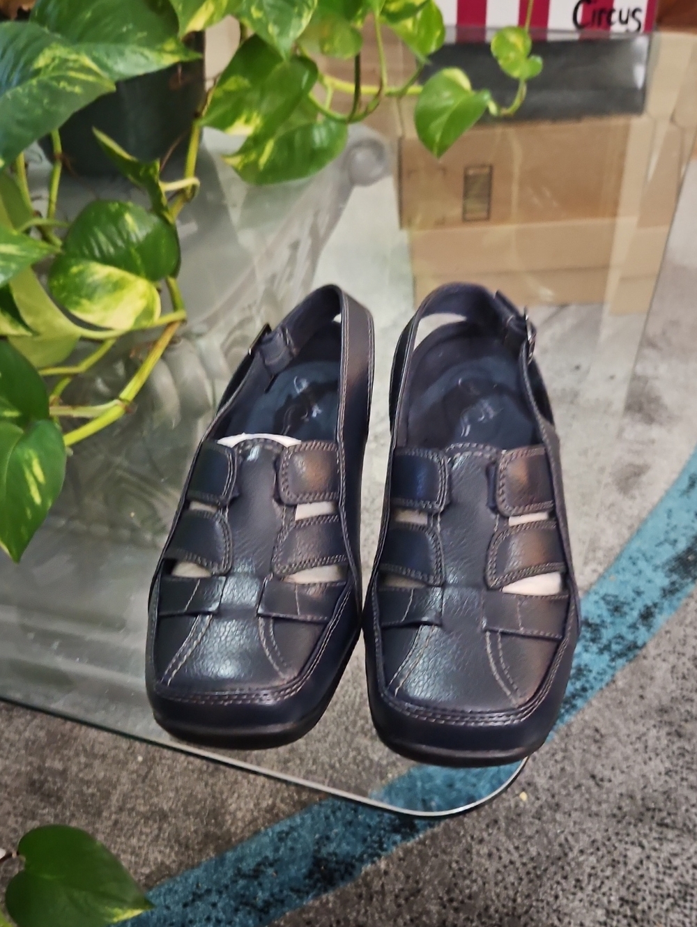 easy street Women's Navy Blue Slingback Clogs